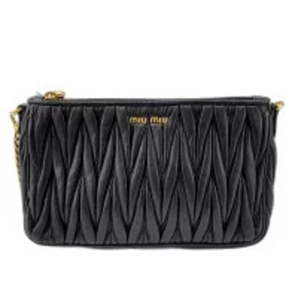Miu Miu Matelasse Shoulder Bag Leather Black